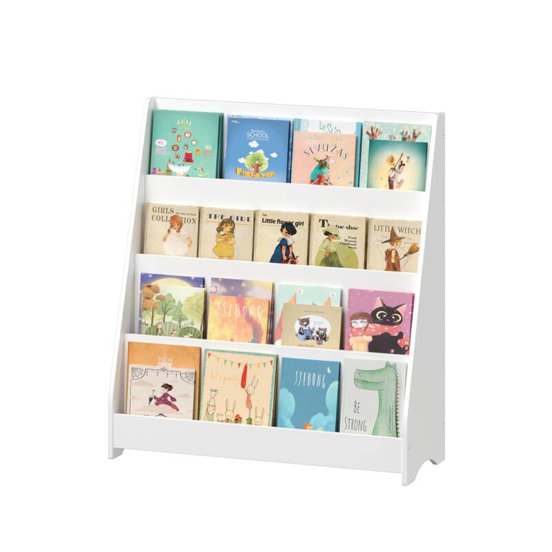 4-Tier Kids Bookshelf, Toddler Book Display Shelves, Helps Keep Bedrooms, Playrooms, and Classrooms Organized,Natural