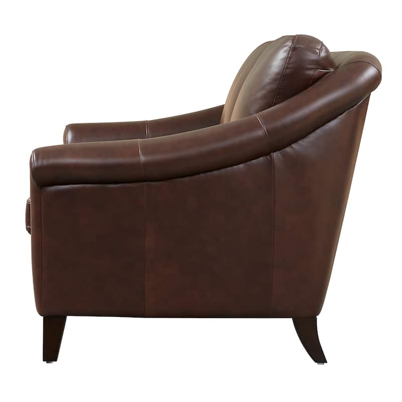 Sienna 100% Genuine Leather Midcentury Modern Loveseat
