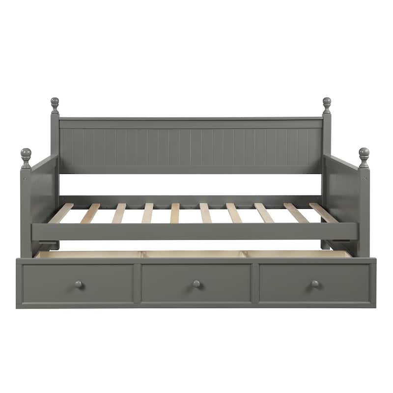 Twin Size Daybed with 3 Drawers and Solid Pine Frame