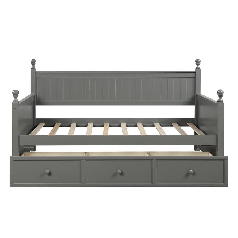 Twin Size Daybed with 3 Storage Drawers, Wooden Frame, Ideal for Kids & Guest Rooms