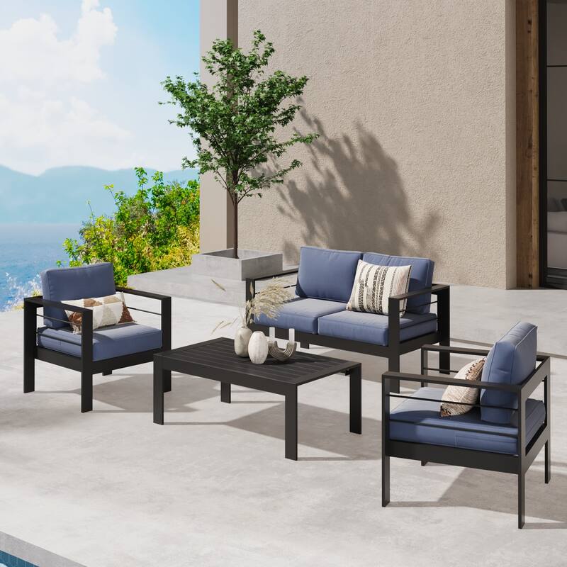 Aluminum Outdoor 2 Pcs Sofa Patio Couch (Excluding the table)