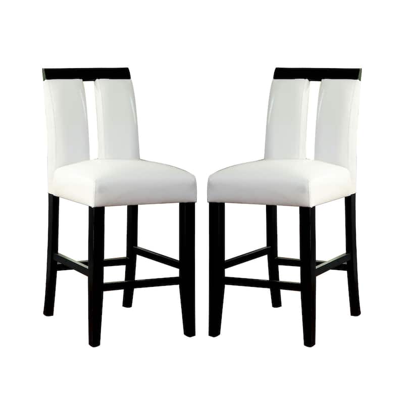 Set of 2 Leatherette Dining Chairs in Black and White - Counter Height