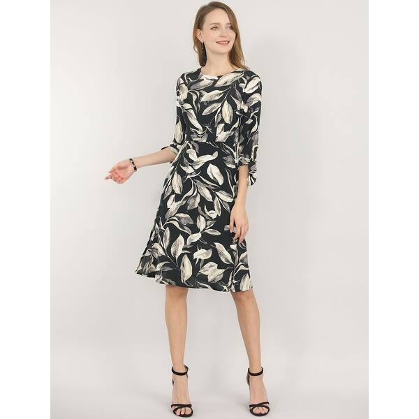 Shop Women S Summer Floral Tie Sleeves Side Slit Chiffon Knee