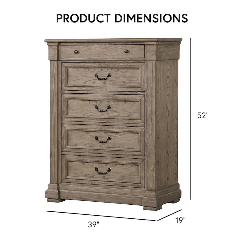 Furniture of America Wacine Weathered Grey Solid Wood 5-Drawer Chest