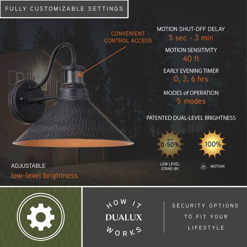 Outland Hammered Metal Rustic Bronze Motion Sensor Dusk to Dawn Outdoor Wall Light
