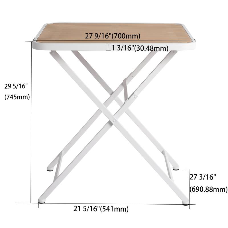Modern folding square table - multi-functional table - polypropylene tabletop with metal legs