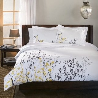 Superior Reed Embroidered 3-piece Cotton Duvet Cover Set
