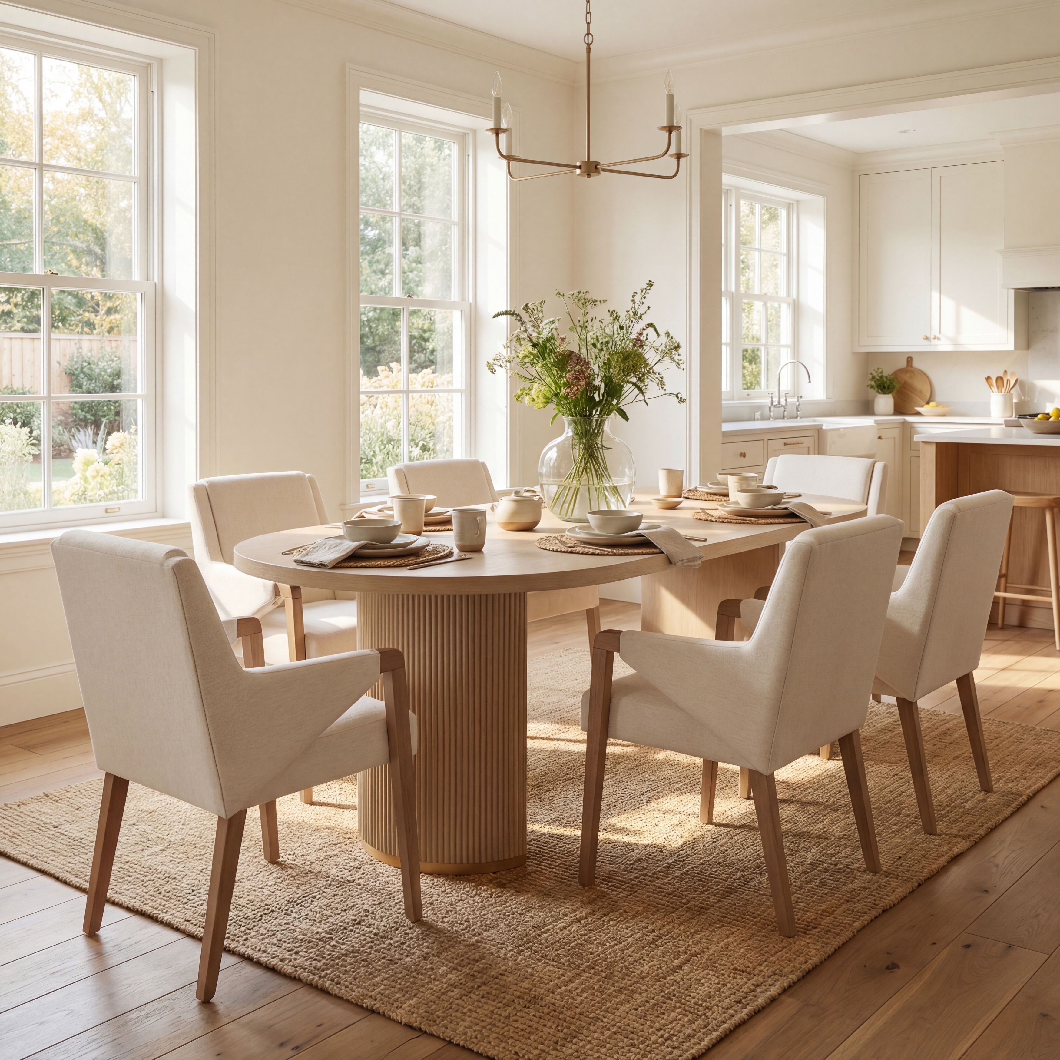 Christopher Knight Home - Modern 7-Piece Dining Set with Wood Top Oval Dining Table and Upholstered Dining Chairs