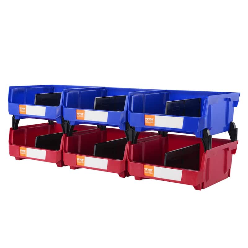 VEVOR Plastic Storage Bin,Hanging Stackable Storage Organizer Bin, Blue/Red,for,Office,or Pantry Organization - 11-Inch x 11-Inch x 5-Inch 6-Pack Blue/Red