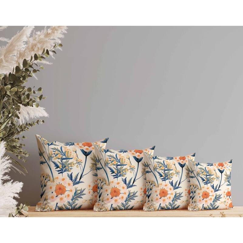 Millefolium Harmony Faux Suede Reversible Throw Pillow Blue and Orange