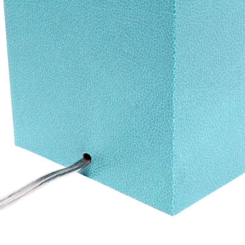 Leather Table Lamp with White Fabric Shade