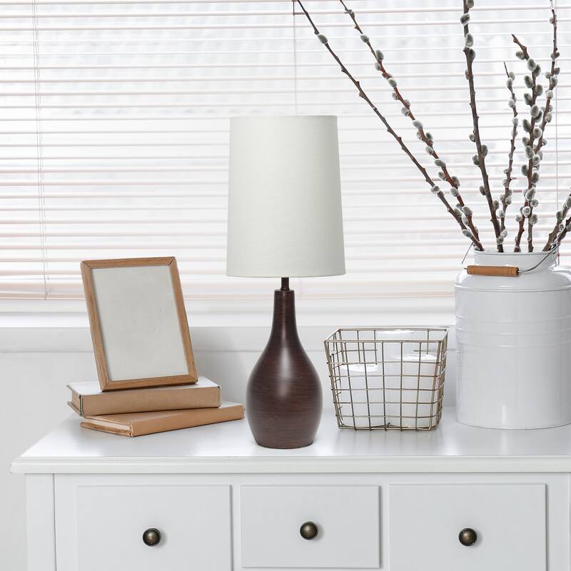 LED Hourglass Table Lamp with Drum Shade - 19.5" - Bronze