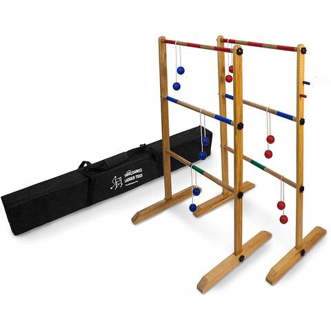 Yard Games Backyard Outdoor Wooden Double Ladder Toss Game Set w/ Case, Red/Blue - 39.2 x 5.4 x 3.7 inches