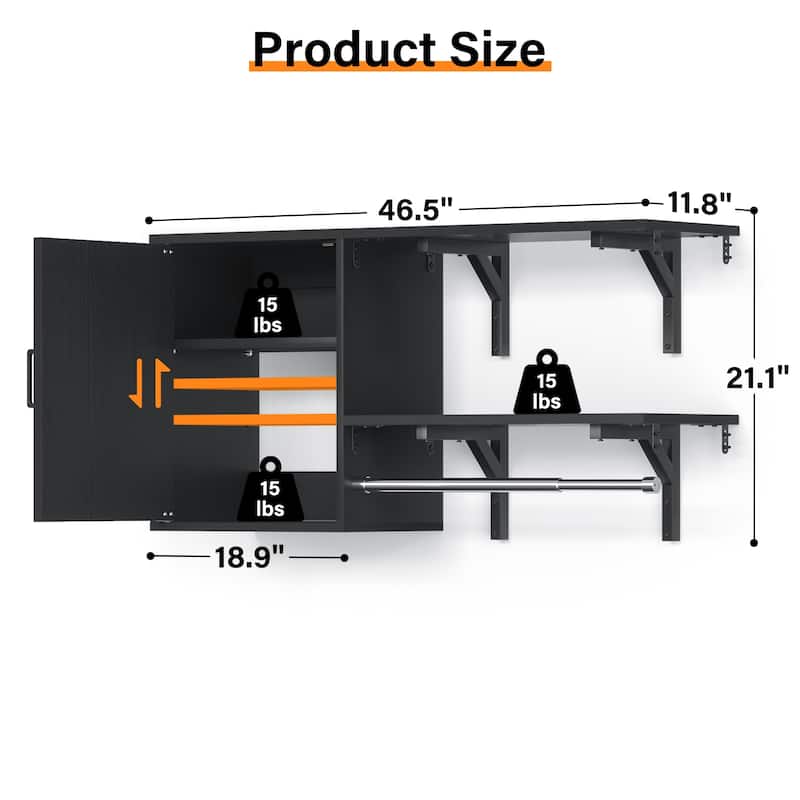 65''W Reversible Laundry Storage Cabinet with Doors and Storage Shelves and Shelf Towers
