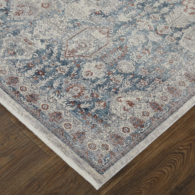 Weke Power Loomed Floral Traditional Stain Resistant Area Rug By HomeRoots - 2' x 3'