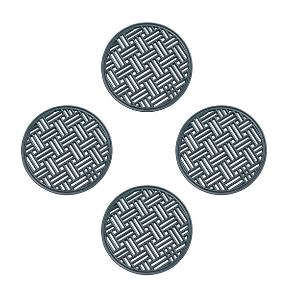 A1HC Rubber Step Mat Multi Functional -Garden Stepping Stone Mat, Outdoor Decorative Tray, Round 12-Inch Dia- Set of 4, Black. Opens flyout.