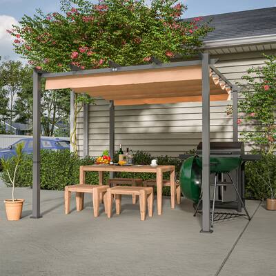 10' x 10' Outdoor Khaki Aluminum Patio Pergola