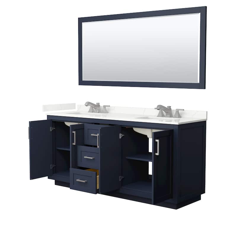 Miranda 72-inch Double Vanity, Quartz Top, 70-inch Mirror