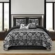 preview thumbnail 15 of 42, Nanshing Brie Silver and Black 7-Piece Comforter Set Black Silver - King