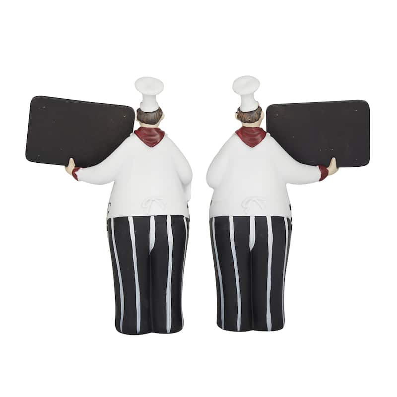 Polystone Chef Decorative Sculpture with Chalkboards - Set of 2 Black - Roche River Decor