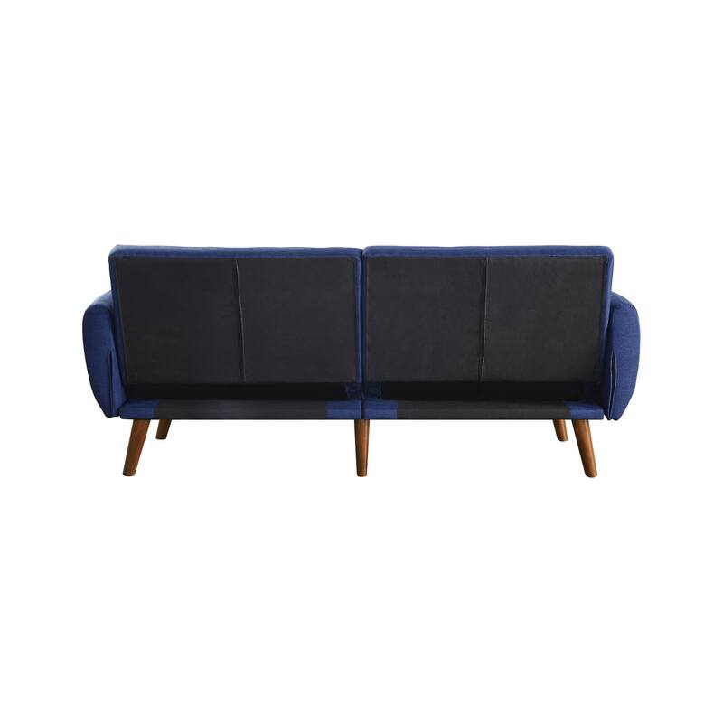 ACME Bernstein Adjustable Sofa in Blue and Walnut
