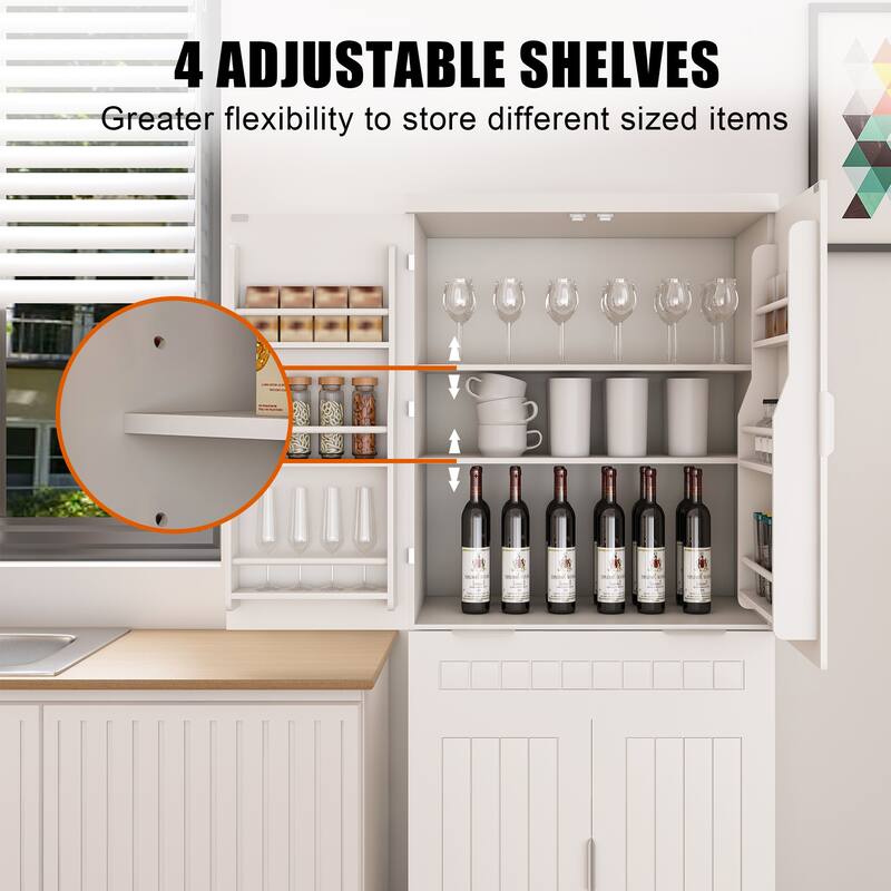 Kitchen Pantry Cabinet Buffet Sideboard with Drawer and Door Shelves, Freestanding Storage Cupboard for Dining Room