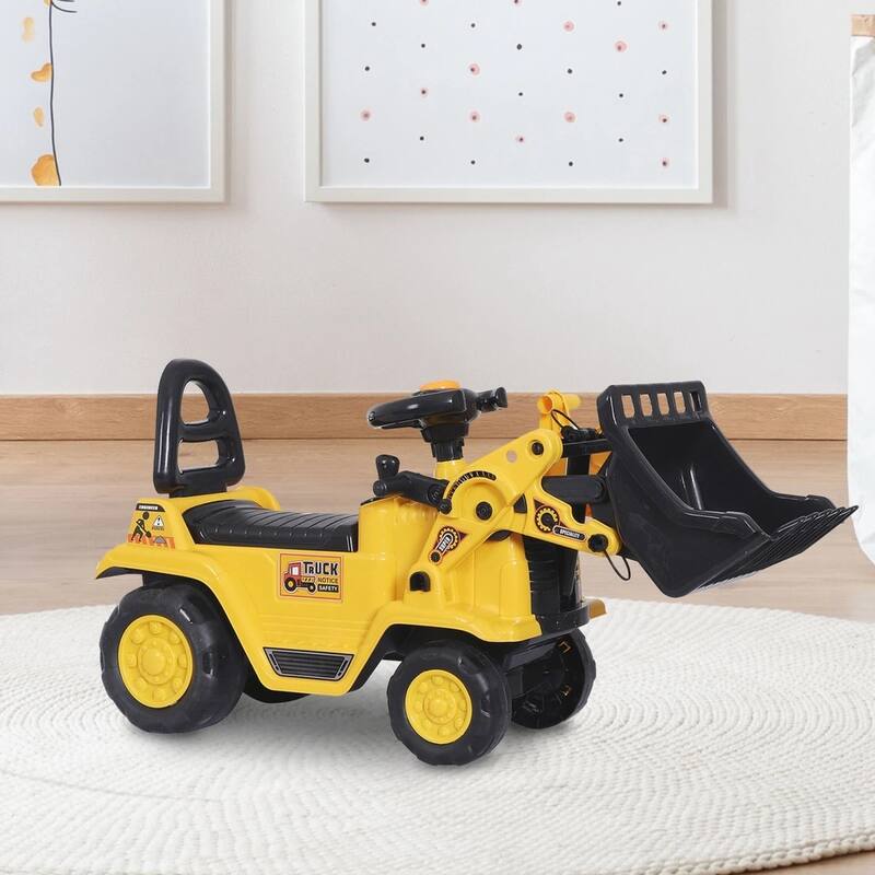 3-in-1 Ride-On Bulldozer Toy for Toddlers with Functional Shovel and Wheels Under-Seat Storage - 31.5" L x 10.5" W x 15.25" H
