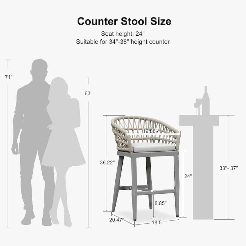 PURPLE LEAF Outdoor Dining Chairs Set of 2 Patio Bar Stools