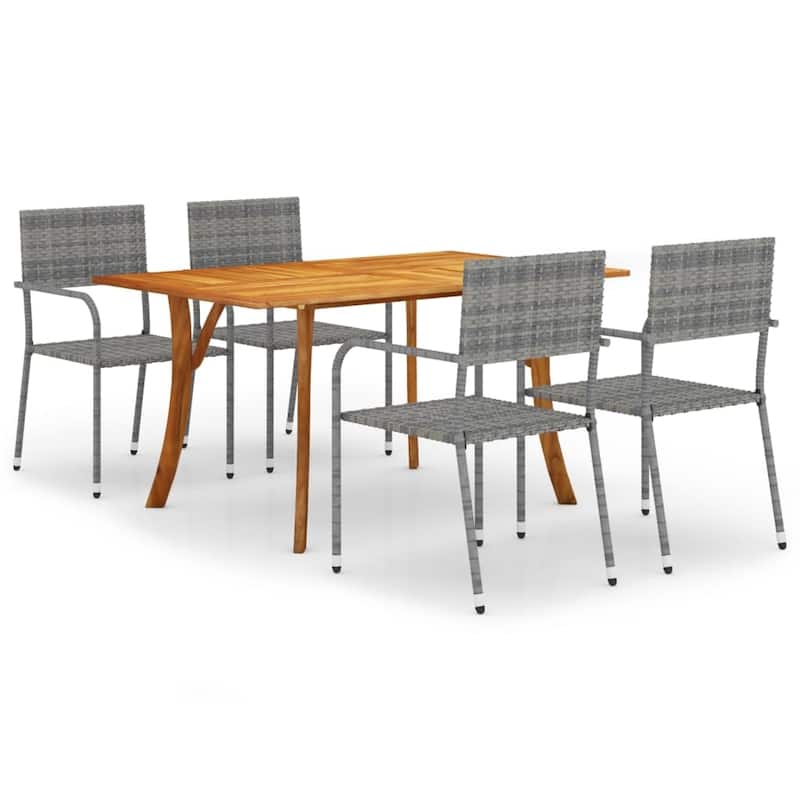 vidaXL Patio Lounge Set 8 Piece Sectional Sofa with Cushions Solid Wood Pine - Anthracite 59.1" x 35.4" x 29.5" - 5-Piece Sets