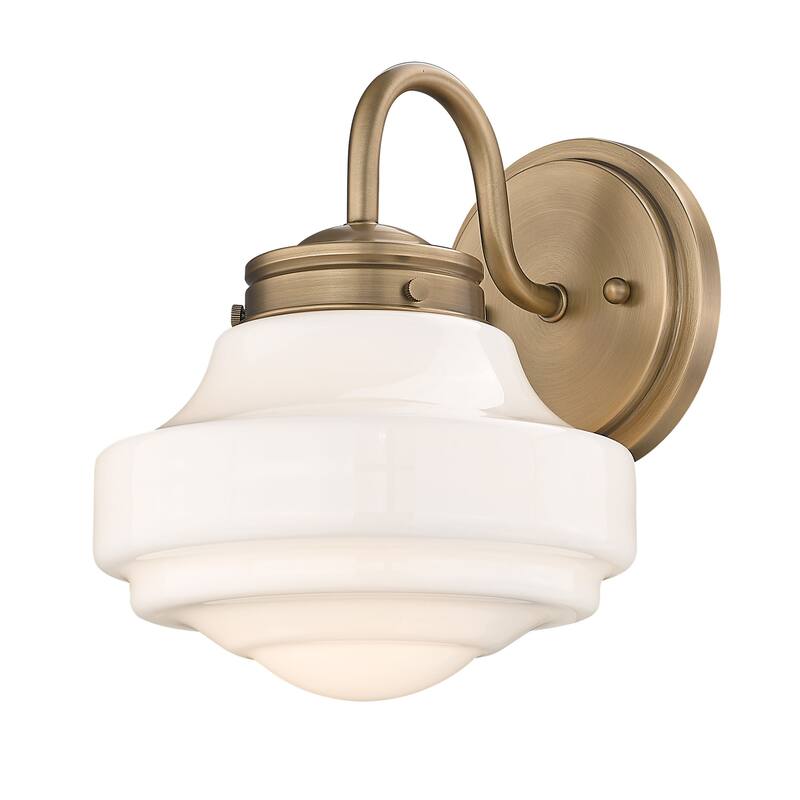 Ingalls 7.5" Wide 1-Light Wall Sconce with Vintage Milk Glass Shade - Modern Brass