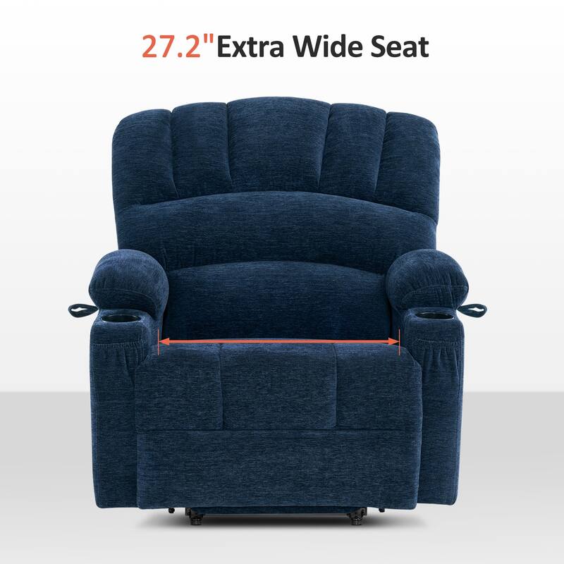 MCombo Power Lift Recliner Chair with Massage and Heat for Big Elderly People, Fabric R7092 (Large-Wide)