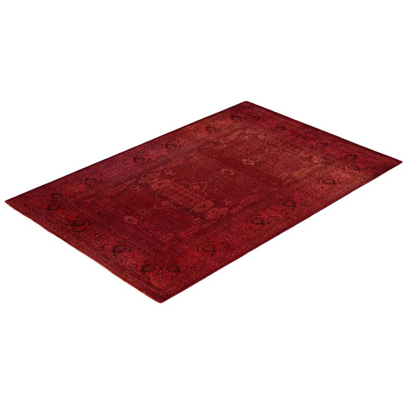Overdyed One-of-a-Kind Hand-Knotted Area Rug - Red - 5' 3" x 7' 10"