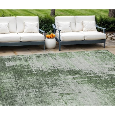 HomeRoots Abstract Transitional Rectangle Outdoor Rug