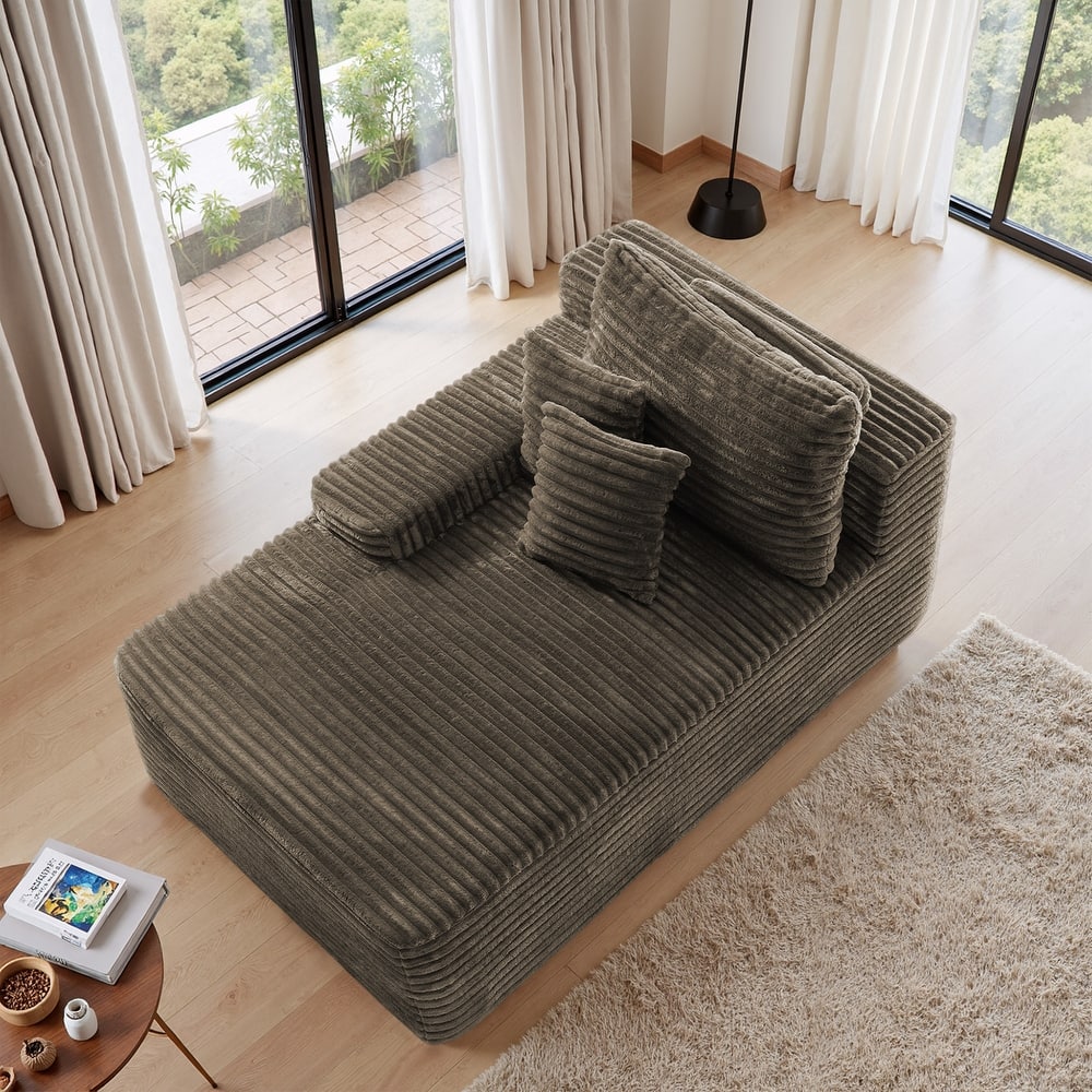 Oversized Upholstered Modular Sectional Chaise Lounge with Pillows