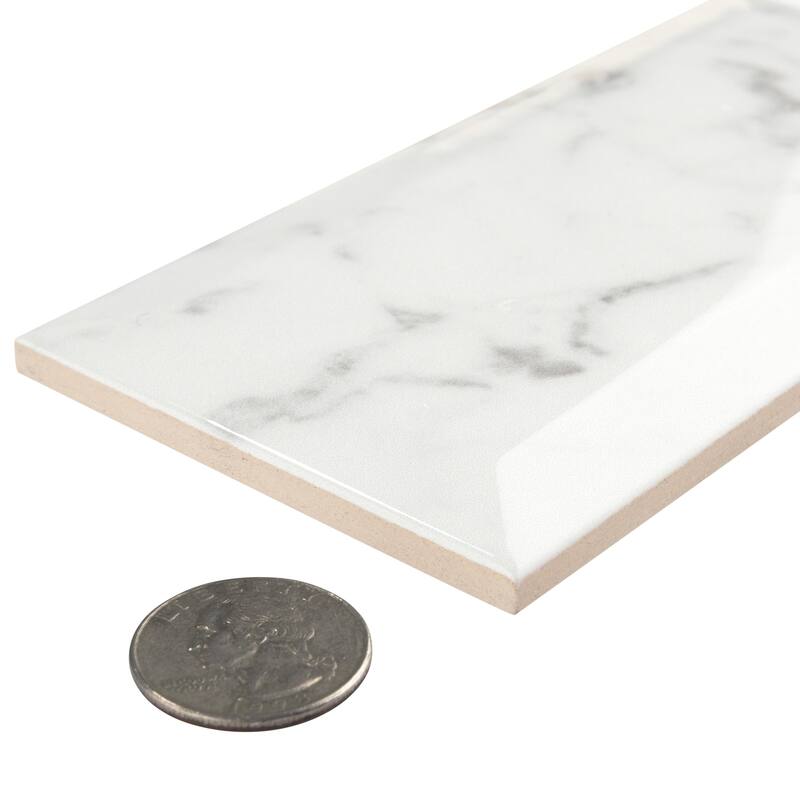 Merola Tile Classico Carrara Glossy Metro 3" x 6" Ceramic Wall Tile - Case (44 Tiles)