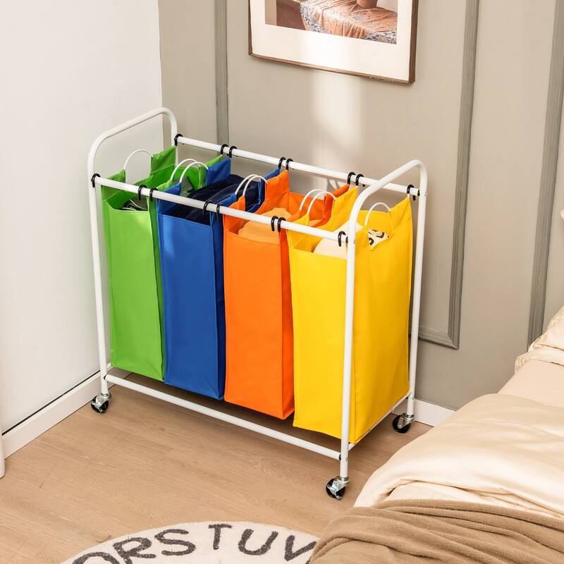 Costway 4 Bag Laundry Sorter Cart Clothes Hamper Storage Organizer - See Details