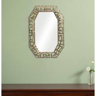 HomeRoots 35" Bronze Octagonal Steel Framed Accent Mirror