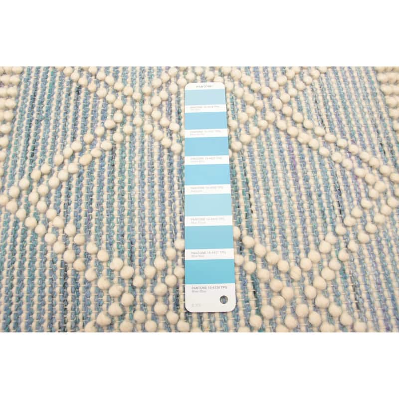 ECARPETGALLERY Braid weave Sienna Blue Wool Rug - 5'3 x 7'5