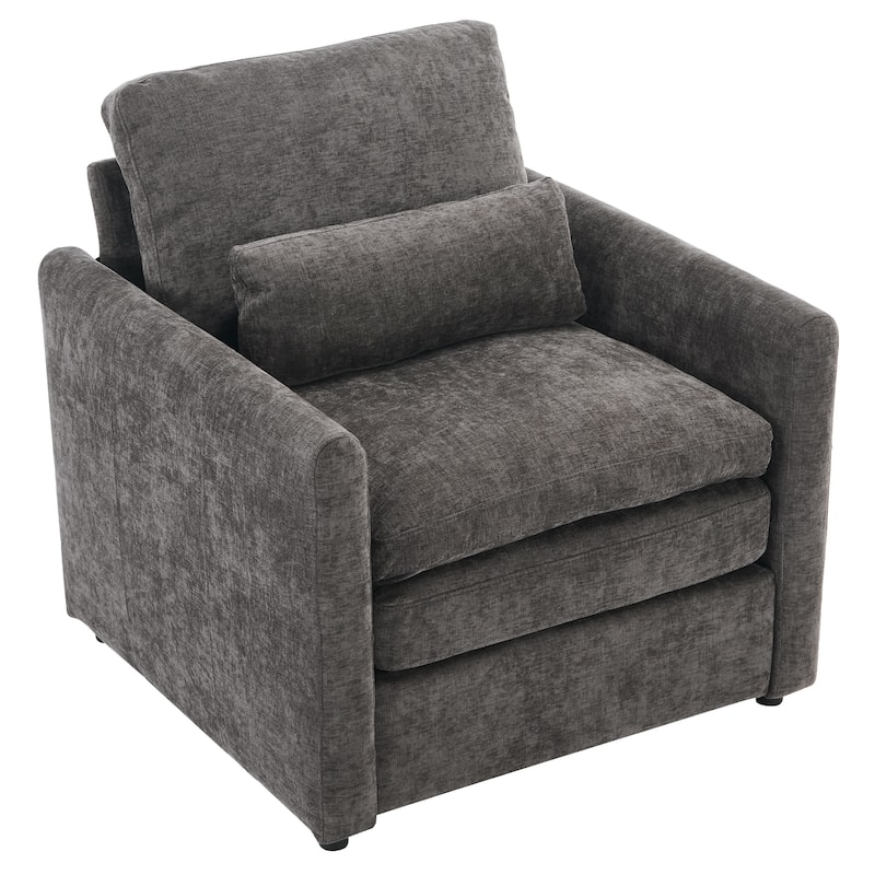 Oversized Chenille Fabric Cloud Sofa, Ergonomic Upholstered Lounge Armchair, Single Sofa Chair with Plush Cushion