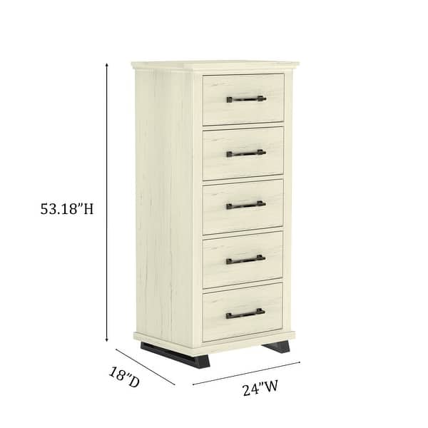 dimension image slide 0 of 2, Contemporary 24-Inch Tall Chest with 5 Drawers
