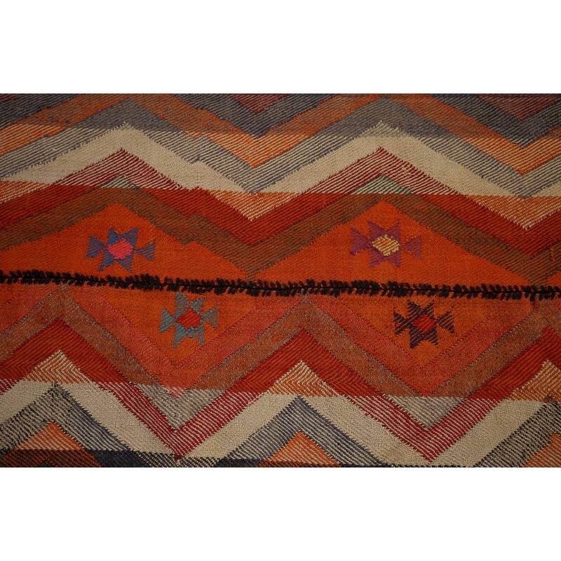 Tribal Kilim Persian Antique Runner Rug Flatweave Wool Carpet - 4'10"x 15'8"