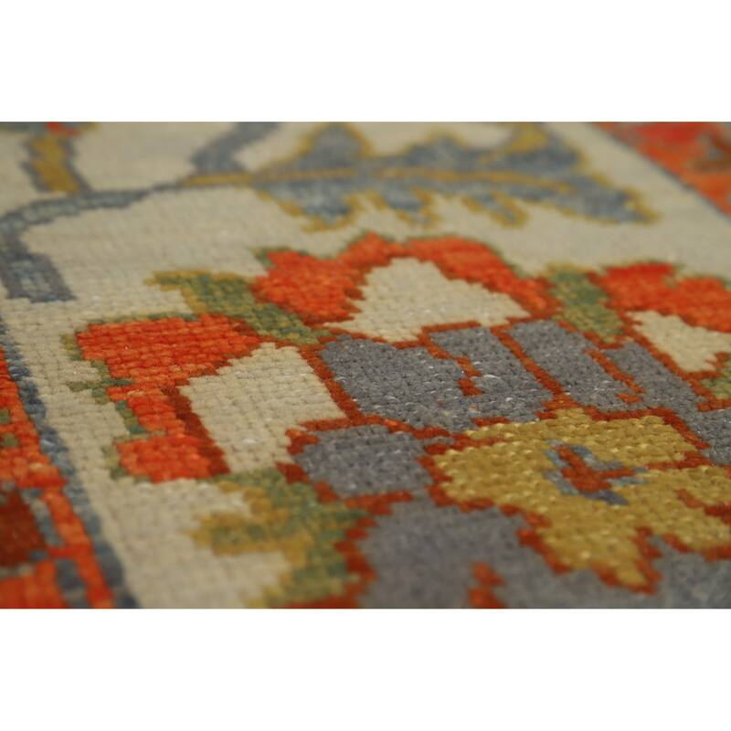 Hand Knotted Oriental 100% Wool Carpet Transitional All-Over Navy Blue & Blues Oushak Area Rug - 10' 6'' X 7' 11''