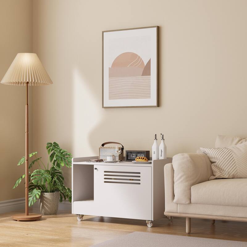 Cat Litter Box Enclosure,Hidden Litter Box Furniture with Top Side Fence,Wooden Pet House Side End Table