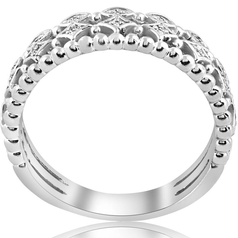 1/8ct Vintage Diamond Stackable Wedding Ring White Gold