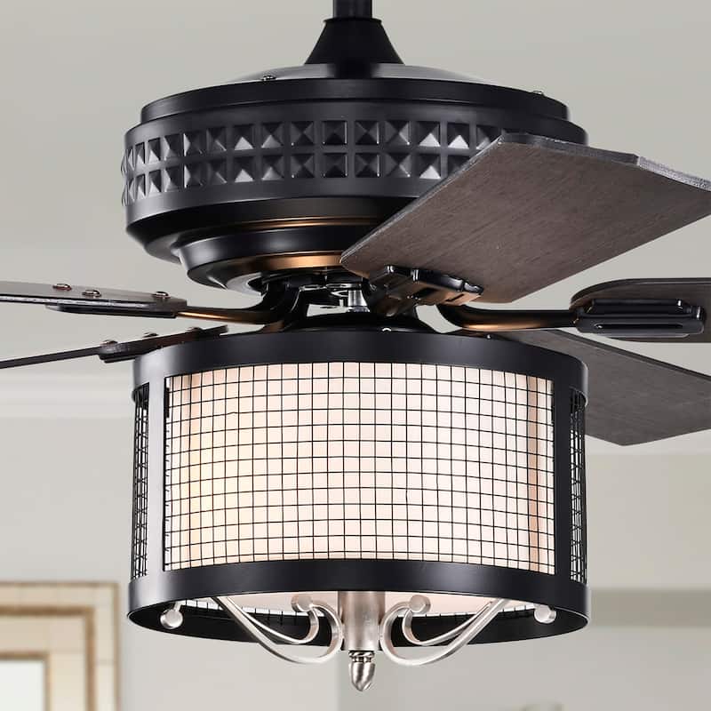Kantaa 52 Inch Matte Black Industrial Ceiling Fan with Remote - N/A