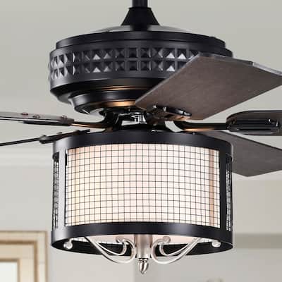Kantaa 52 Inch Matte Black Industrial Ceiling Fan with Remote - N/A