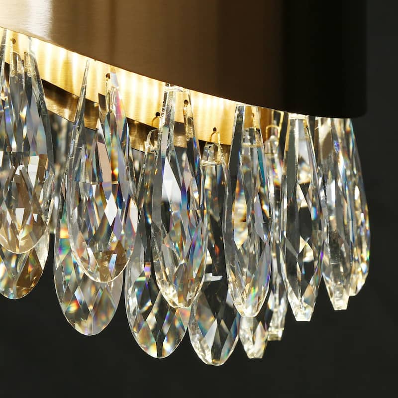 Modern Crystal LED Drum Mini Chandelier Pendant for Kitchen Island Bedroom - 11.8"D x 6.7"H