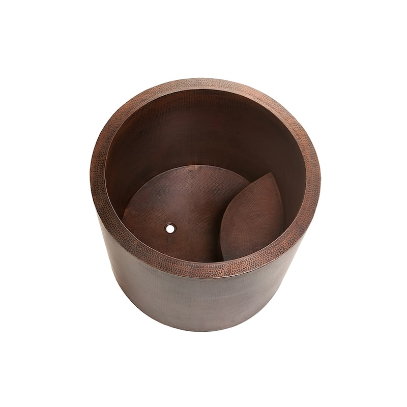 45" Hammered Copper Japanese Style Soaker Bathtub and Drain Package