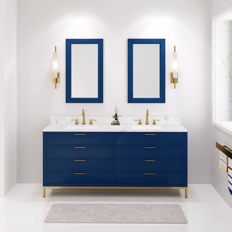 Bristol Carrara White Marble Countertop Vanity with Mirror