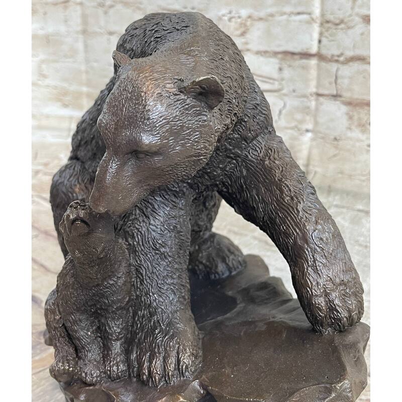 Large Polar Bear With Cub Bronze Sculpture Art Deco Statue Figurine Figure Decor